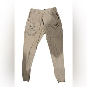 YOUNGLA Tan Beige Waffle Knit Jogger Pants Mens size Medium COZY ATHLEISURE